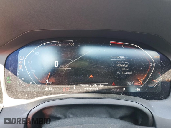 2020 BMW 3 Series 330i with VIN 3MW5R1J01L8B44177, listed as a Copart auction lot 53587184 with 54,326 mi miles and Salvage Title. Bid and sale history available at DreamBid. Image 9.