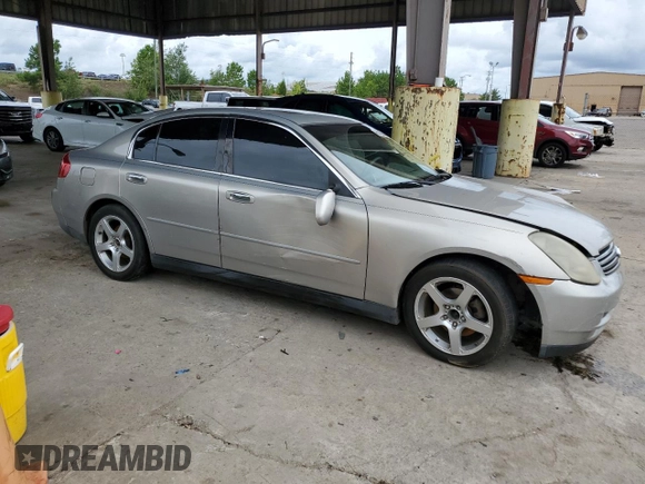 2004 Infiniti G35 w/Leather with VIN JNKCV51E64M614618, listed as a Copart auction lot 65929664 with 340,639 mi miles and Salvage Title. Bid and sale history available at DreamBid. Image 4.