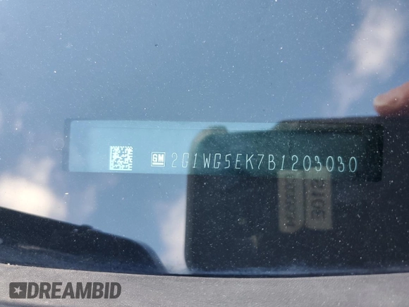 2011 Chevrolet Impala LT Fleet z VIN 2G1WG5EK7B1203030, wystawiony jako Copart lot #57203935 z przebiegiem 141 650 mil mil oraz Nie do naprawy • Non repairable. Historia ofert i sprzedaży dostępna na DreamBid. Obrazek 12.