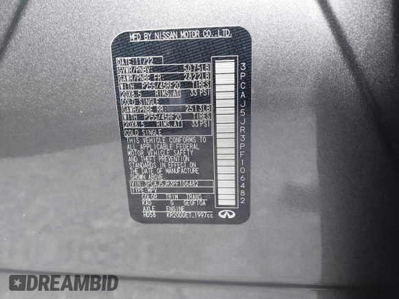 2023 Infiniti QX55 Luxe z VIN 3PCAJ5JR3PF106482, wystawiony jako IAAI lot #40831385 z przebiegiem 33 013 mil mil oraz . Historia ofert i sprzedaży dostępna na DreamBid. Obrazek 9.
