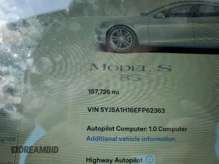 2014 Tesla Model S 60 z VIN 5YJSA1H16EFP62363, wystawiony jako Copart lot #58370095 z przebiegiem 157 726 mil mil oraz Czysty tytuł • Clean title. Historia ofert i sprzedaży dostępna na DreamBid. Obrazek 9.
