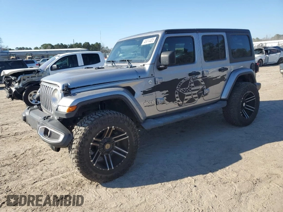 2019 Jeep Wrangler Unlimited Sahara with VIN 1C4HJXEN6KW600129, listed as a Copart auction lot 45814405 with 110,004 mi miles and Salvage Title. Bid and sale history available at carsss.com. Image 1.