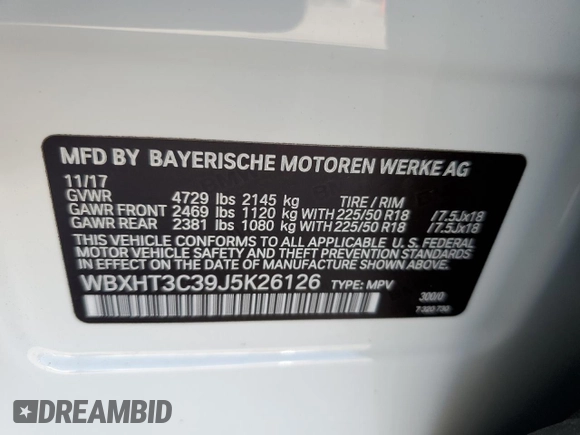 2018 BMW X1 xDrive28i with VIN WBXHT3C39J5K26126, listed as a Copart auction lot 65973652 with 44,059 mi miles. Bid and sale history available at carsss.com. Image 10.