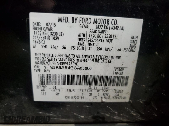 2016 Ford Utility Police Interceptor with VIN 1FM5K8AR4GGA63806, listed as a Copart auction lot 80040954 with 167,168 mi miles and Salvage Title. Bid and sale history available at carsss.com. Image 13.