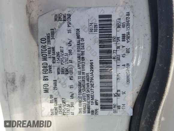 2009 Ford Explorer XLT with VIN 1FMEU73E79UA29961, listed as a Copart auction lot 43614125 with 244,119 mi miles and Clean title. Bid and sale history available at DreamBid. Image 13.