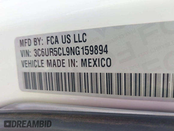 2022 Ram 2500 Tradesman with VIN 3C6UR5CL9NG159894, listed as a IAAI auction lot 42351239 with 158,088 mi miles and . Bid and sale history available at DreamBid. Image 9.
