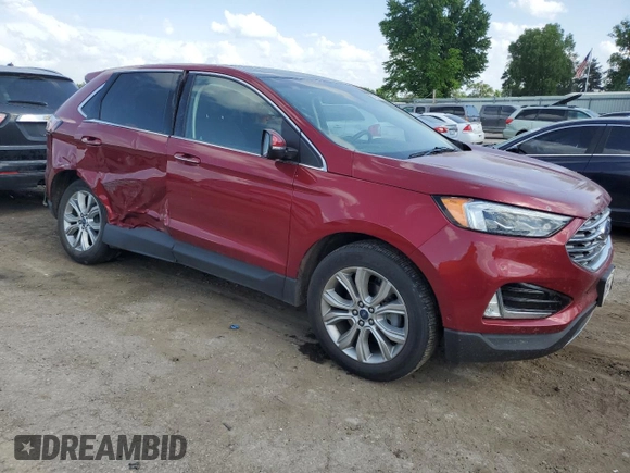 2019 Ford Edge Titanium z VIN 2FMPK3K97KBB49427, wystawiony jako Copart lot #57765745 z przebiegiem 43 656 mil mil oraz Szkoda całkowita • Salvage title. Historia ofert i sprzedaży dostępna na DreamBid. Obrazek 4.