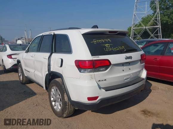 2021 Jeep Grand Cherokee Laredo X with VIN 1C4RJFAG7MC810278, listed as a IAAI auction lot 42482168 with 52,715 mi miles and . Bid and sale history available at DreamBid. Image 3.
