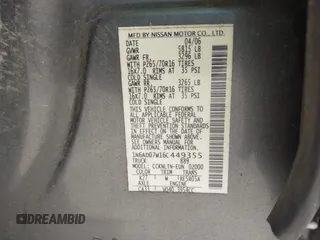 2006 Nissan Frontier SE с VIN 1N6AD07W16C449355, выставлен на аукционе IAAI как лот 42297843 с пробегом 218 728 миль миль и . История ставок и продаж доступна на DreamBid. Изображение 9.