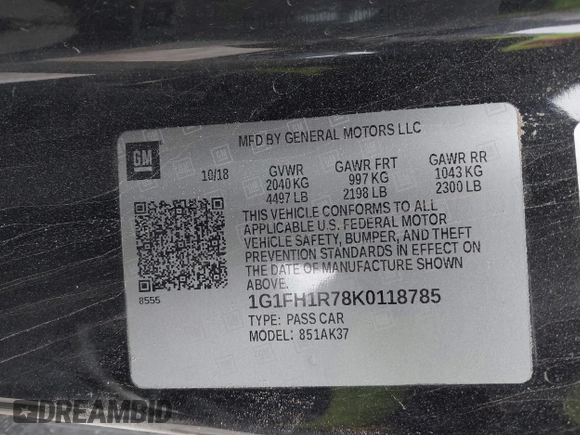 2019 Chevrolet Camaro 2SS с VIN 1G1FH1R78K0118785, выставлен на аукционе IAAI как лот 41365572 с пробегом 62 169 миль миль и . История ставок и продаж доступна на DreamBid. Изображение 9.