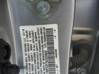 2018 Honda Civic EX with VIN 19XFC2F76JE035832, listed as a Copart auction lot 51020685 with Not Provided miles and Salvage Title. Bid and sale history available at DreamBid. Image 14.