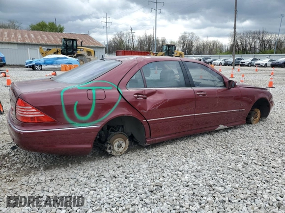2004 Mercedes-Benz S 500 with VIN WDBNG84J94A421961, listed as a Copart auction lot 53140555 with Not Provided miles and Salvage Title. Bid and sale history available at DreamBid. Image 3.