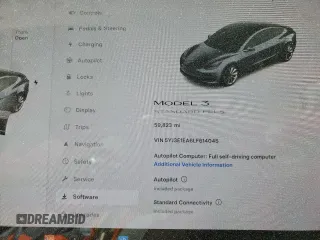 2020 Tesla Model 3 Standard Range Plus with VIN 5YJ3E1EA6LF614045, listed as a Copart auction lot 65222584 with 59,823 mi miles and Salvage Title. Bid and sale history available at DreamBid. Image 9.