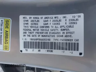 2010 Acura TL Technology z VIN 19UUA9F5XAA002180, wystawiony jako IAAI lot #42026794 z przebiegiem 157 755 mil mil oraz . Historia ofert i sprzedaży dostępna na DreamBid. Obrazek 9.