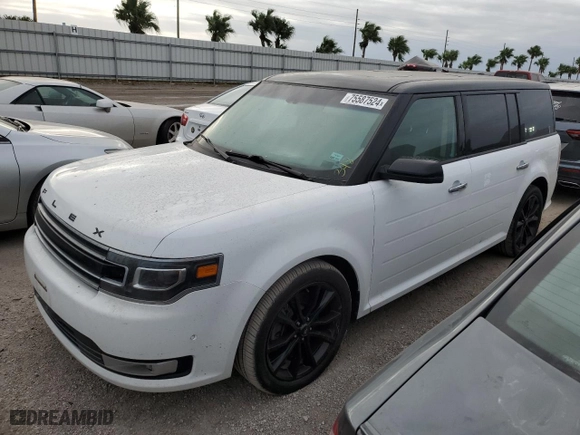2017 Ford Flex Limited EcoBoost with VIN 2FMHK6DT6HBA12406, listed as a Copart auction lot 75587524 with 0 mi miles and Salvage Title. Bid and sale history available at carsss.com. Image 1.