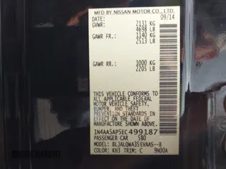 2014 Nissan Maxima SV with VIN 1N4AA5AP5EC499187, listed as a IAAI auction lot 42094212 with 196,747 mi miles and . Bid and sale history available at DreamBid. Image 9.