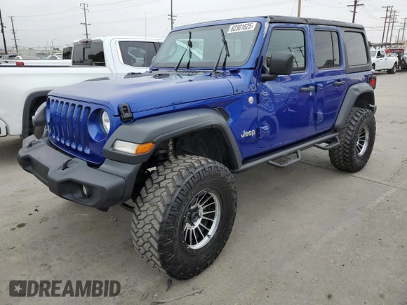 2020 Jeep Wrangler Unlimited Sport S with VIN 1C4HJXDN3LW181949, listed as a Copart auction lot 62301625 with 50,091 mi miles and Salvage title. Bid and sale history available at DreamBid. Image 1.