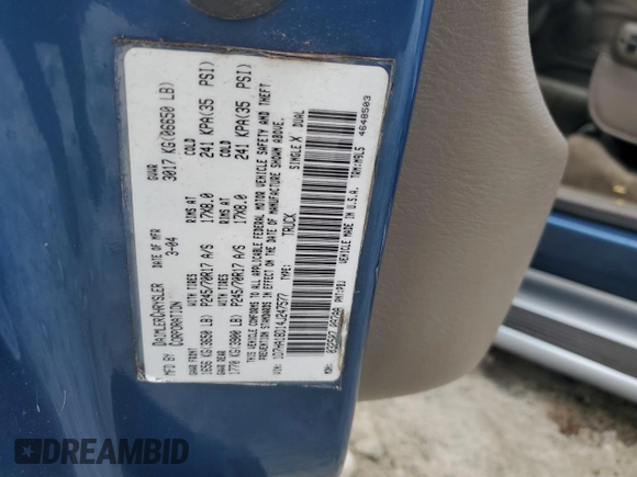 2004 Dodge 1500 SLT with VIN 1D7HA18D14J247577, listed as a Copart auction lot 79720044 with 164,610 mi miles and Salvage Title. Bid and sale history available at carsss.com. Image 12.