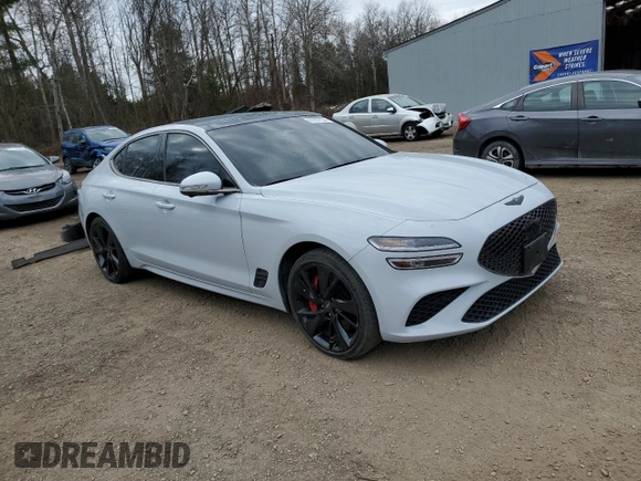 2023 Genesis G70 3.3T with VIN KMTG54TEXPU114395, listed as a Copart auction lot 81237134 with 27,207 mi miles and Salvage Title. Bid and sale history available at DreamBid. Image 4.