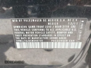 2012 Volkswagen Jetta TDI w/Premium with VIN 3VWLL7AJ0CM360730, listed as a IAAI auction lot 42029644 with 159,074 mi miles and . Bid and sale history available at DreamBid. Image 9.