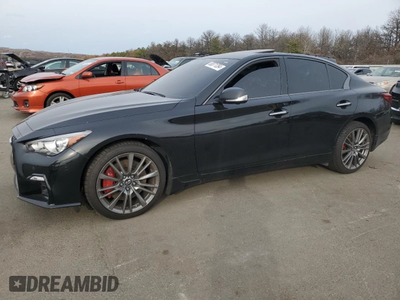 2022 Infiniti Q50 Red Sport 400 with VIN JN1FV7DR1NM390364, listed as a Copart auction lot 80071284 with 12,730 mi miles and Non repairable. Bid and sale history available at DreamBid. Image 1.