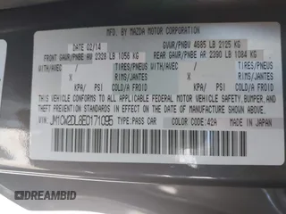 2014 Mazda 5 Grand Touring with VIN JM1CW2DL8E0171095, listed as a IAAI auction lot 41962650 with 85,048 mi miles and . Bid and sale history available at DreamBid. Image 9.