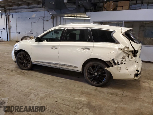 2013 Infiniti JX35 with VIN 5N1AL0MN5DC300201, listed as a Copart auction lot 62527034 with 150,129 mi miles and Salvage Title. Bid and sale history available at carsss.com. Image 2.