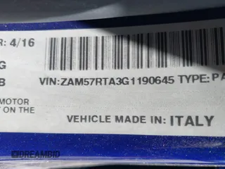 2016 Maserati Ghibli S Q4 z VIN ZAM57RTA3G1190645, wystawiony jako IAAI lot #42028150 z przebiegiem 43 461 mil mil oraz . Historia ofert i sprzedaży dostępna na DreamBid. Obrazek 9.