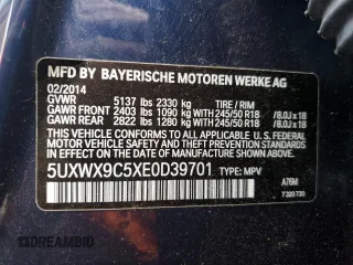 2014 BMW X3 xDrive28i z VIN 5UXWX9C5XE0D39701, wystawiony jako Copart lot #55148905 z przebiegiem 93 148 mil mil oraz Szkoda całkowita • Salvage title. Historia ofert i sprzedaży dostępna na DreamBid. Obrazek 13.