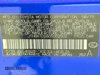 2016 Lexus IS 200t with VIN JTHBA1D26G5002502, listed as a Copart auction lot 55499485 with 103,558 mi miles and Clean Title. Bid and sale history available at DreamBid. Image 10.