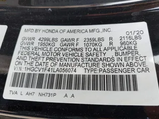 2020 Honda Accord EX with VIN 1HGCV1F41LA056074, listed as a IAAI auction lot 42123670 with 71,822 mi miles and . Bid and sale history available at DreamBid. Image 9.