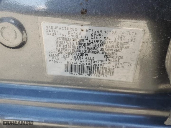 2023 Nissan Versa SR with VIN 3N1CN8FV9PL850919, listed as a Copart auction lot 46617305 with 32,688 mi miles and Salvage Title. Bid and sale history available at carsss.com. Image 13.