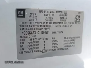 2012 Chevrolet Express Cargo with VIN 1GCSGAFX1C1179128, listed as a IAAI auction lot 41998082 with 238,288 mi miles and . Bid and sale history available at DreamBid. Image 9.