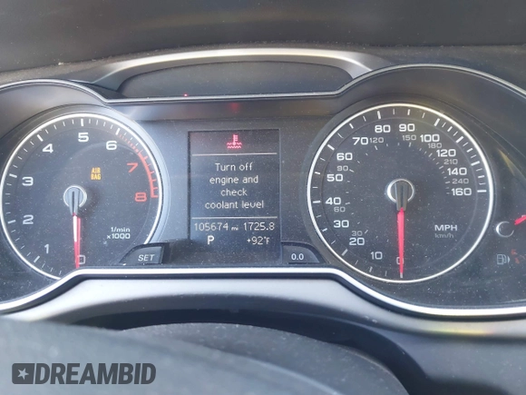 2014 Audi A4 Premium with VIN WAUAFAFL8EN012835, listed as a IAAI auction lot 41558062 with 105,674 mi miles. Bid and sale history available at carsss.com. Image 7.