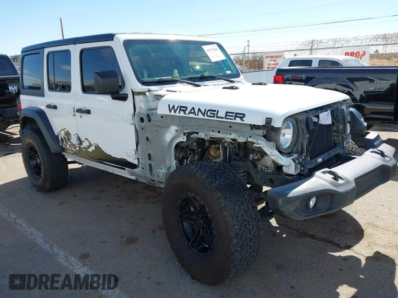 2020 Jeep Wrangler Unlimited Sport with VIN 1C4HJXDG0LW174393, listed as a IAAI auction lot 41575040 with 68,418 mi miles and . Bid and sale history available at DreamBid. Image 1.