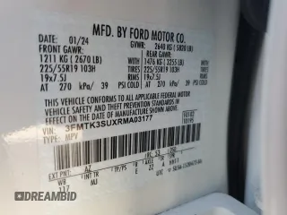 2024 Ford Mustang Mach-E Premium z VIN 3FMTK3SUXRMA03177, wystawiony jako Copart lot #51837465 z przebiegiem 7 224 mil mil oraz Szkoda całkowita • Salvage title. Historia ofert i sprzedaży dostępna na DreamBid. Obrazek 16.
