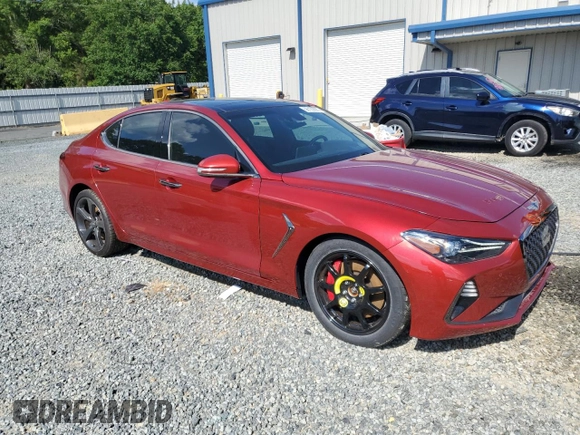 2019 Genesis G70 Advanced with VIN KMTG34LE5KU031794, listed as a Copart auction lot 56139885 with 34,873 mi miles and Salvage title. Bid and sale history available at DreamBid. Image 4.