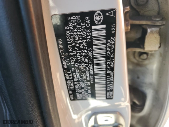 2016 Toyota Yaris L with VIN VNKKTUD38GA060003, listed as a Copart auction lot 49506765 with 59,921 mi miles and Salvage Title. Bid and sale history available at carsss.com. Image 12.