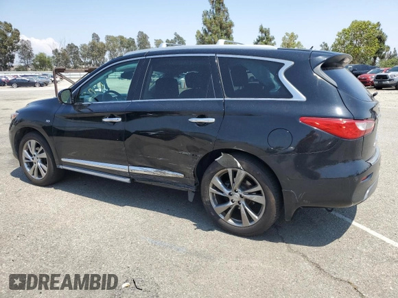 2014 Infiniti QX60 with VIN 5N1AL0MN5EC503803, listed as a Copart auction lot 59817765 with 106,968 mi miles and Salvage title. Bid and sale history available at DreamBid. Image 2.