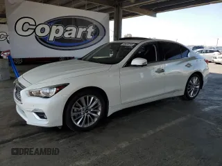 2021 Infiniti Q50 Luxe z VIN JN1EV7BP0MM704212, wystawiony jako Copart lot #59020255 z przebiegiem 47 397 mil mil oraz Szkoda całkowita • Salvage title. Historia ofert i sprzedaży dostępna na DreamBid. Obrazek 1.
