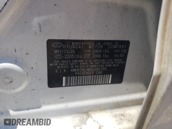 2016 Hyundai Elantra GT with VIN KMHD35LH6GU282795, listed as a Copart auction lot 61794234 with 0 mi miles and Salvage Title. Bid and sale history available at carsss.com. Image 12.