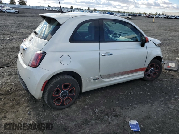 2014 FIAT 500e with VIN 3C3CFFGE9ET172865, listed as a Copart auction lot 76743054 with 87,791 mi miles and Salvage Title. Bid and sale history available at carsss.com. Image 3.