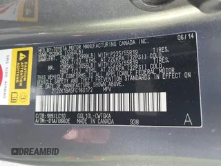 2015 Lexus RX 350 with VIN 2T2ZK1BA5FC160172, listed as a IAAI auction lot 42074483 with 190,642 mi miles and . Bid and sale history available at carsss.com. Image 9.