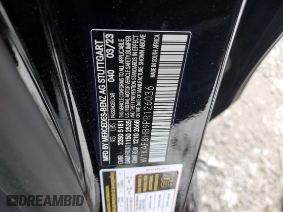 2023 Mercedes-Benz C 43 AMG z VIN W1KAF8HB9PR126036, wystawiony jako Copart lot #46074835 z przebiegiem 12 163 mil mil oraz Szkoda całkowita • Salvage title. Historia ofert i sprzedaży dostępna na DreamBid. Obrazek 13.