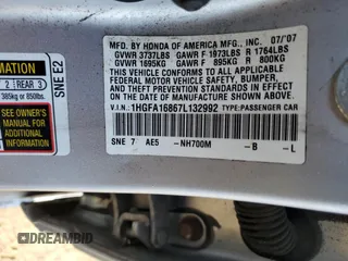 2007 Honda Civic EX with VIN 1HGFA16867L132992, listed as a Copart auction lot 49232375 with 167,916 mi miles and Salvage Title. Bid and sale history available at DreamBid. Image 13.