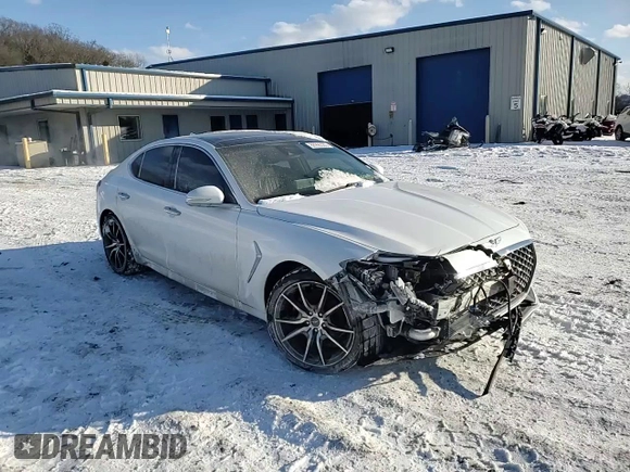 2021 Genesis G70 2.0T with VIN KMTG44LAXMU070314, listed as a Copart auction lot 88990385 with 52,517 mi miles and Salvage title. Bid and sale history available at DreamBid. Image 13.