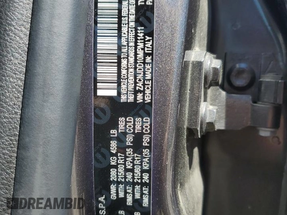 2021 Jeep Renegade Limited with VIN ZACNJDD10MPM11411, listed as a Copart auction lot 51640805 with 37,930 mi miles and Salvage title. Bid and sale history available at DreamBid. Image 15.