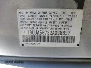 2002 Acura TL w/Navigation with VIN 19UUA56732A038837, listed as a Copart auction lot 67382054 with 283,774 mi miles and Salvage Title. Bid and sale history available at carsss.com. Image 12.