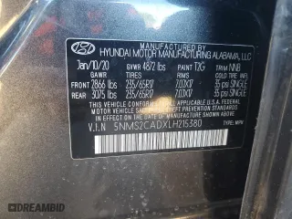 2020 Hyundai Santa Fe SE with VIN 5NMS2CADXLH215380, listed as a Copart auction lot 45696615 with 73,046 mi miles and Salvage Title. Bid and sale history available at carsss.com. Image 13.