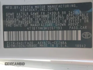 2019 Toyota Camry LE with VIN 4T1B11HK9KU267193, listed as a Copart auction lot 54120105 with Not Provided miles and Clean Title. Bid and sale history available at carsss.com. Image 13.